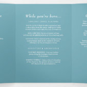 Programme Trois Volets Élégant bleu rétro simple avec Mariage Monogram (Intérieur au milieu)