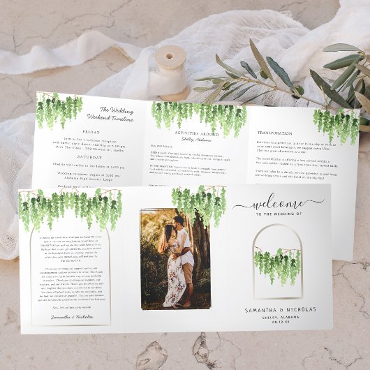 Programme Trois Volets Élégant Mariage Forest Woods | Tri-Fold