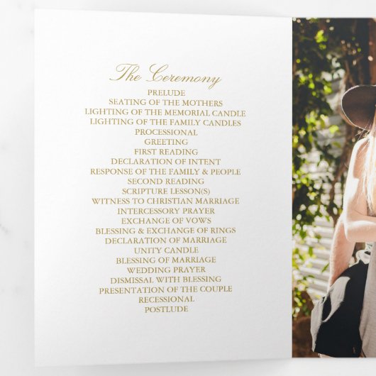 Programme Trois Volets Elégant Mariage or et blanc (Intérieur en premier)