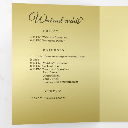 Programme Trois Volets Elégant mariage Ornate Or Luxury (Intérieur en premier)