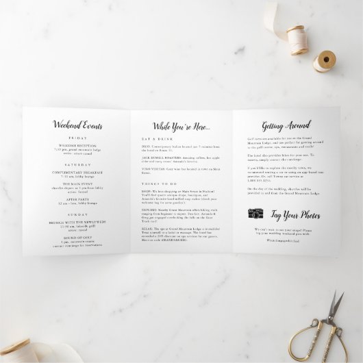 Programme Trois Volets Élégant Mariage photo lettre de bienvenue et itiné (Intérieur)