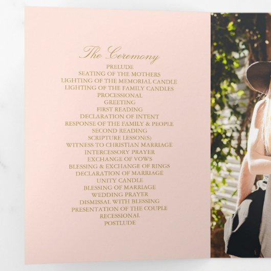 Programme Trois Volets Élégant Mariage rose et or (Intérieur en premier)