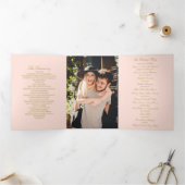 Programme Trois Volets Élégant Mariage rose et or (Intérieur)