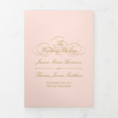 Programme Trois Volets Élégant Mariage rose et or (Page de couverture)