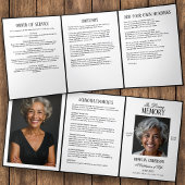 Programme Trois Volets Élégant Noir & Blanc Moderne Funérailles 2 Photo