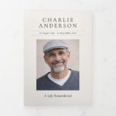 Programme Trois Volets Élégante Célébration de Vie Funéraire Moderne avec (Page de couverture)