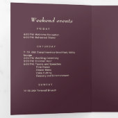 Programme Trois Volets Elégante laque simple cerise, Mariage Monogramme (Intérieur en premier)