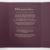 Programme Trois Volets Elégante laque simple cerise, Mariage Monogramme (Intérieur au milieu)