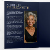 Programme Trois Volets Élégante Marine Blue Celebration of Life Service (Intérieur en premier)