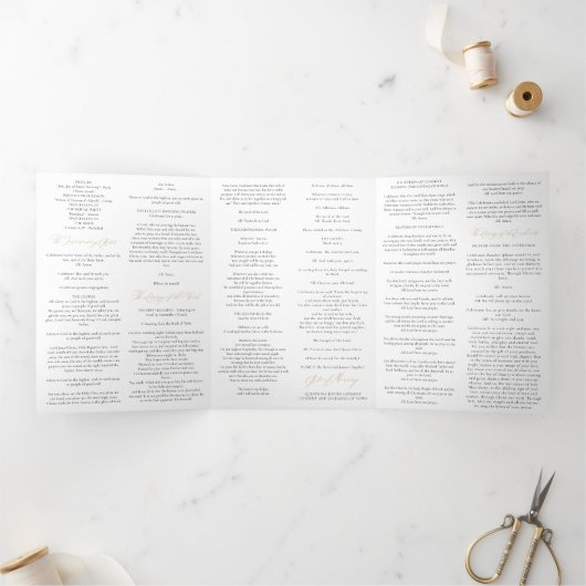 Programme Trois Volets Elégante Masse Mariage Catholique Or (Intérieur)