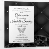 Programme Trois Volets Elégante photo en noir et argent Quinceanera Tripl (Intérieur en premier)