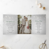 Programme Trois Volets Émeraude d'argent Green Snowflake Mariage d'hiver (Intérieur)