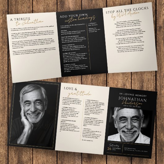 Programme Trois Volets En Mémoire Amoureuse Mémorial moderne 2-Photo Élég