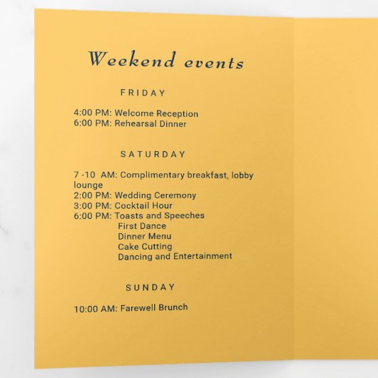 Programme Trois Volets Fleur à rayons simples élégant avec Mariage Monogr (Intérieur en premier)