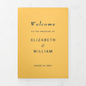 Programme Trois Volets Fleur à rayons simples élégant avec Mariage Monogr (Page de couverture)