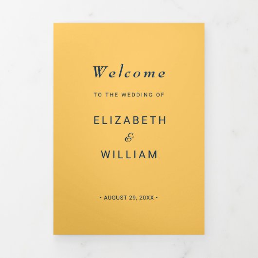 Programme Trois Volets Fleur à rayons simples élégant avec Mariage Monogr (Page de couverture)