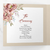 Programme Trois Volets Fleurs d'aquarelle en terre cuite photo mariage (Intérieur en premier)