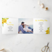 Programme Trois Volets Fleurs d'aquarelle jaune feuilles verts, photo (Intérieur)