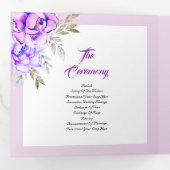 Programme Trois Volets Fleurs d'aquarelle violet lilas photo mariage (Intérieur en premier)