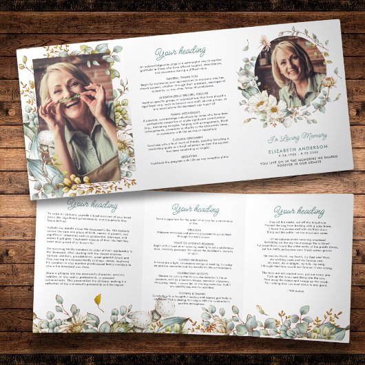 Programme Trois Volets Fleurs et verdure botanique rustique En souvenir a