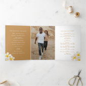 Programme Trois Volets Fleurs Frangipani or blanc mariage (Intérieur)