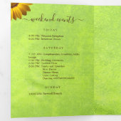 Programme Trois Volets Fleurs jaunes sur Mariage vert Abstrait (Intérieur en premier)