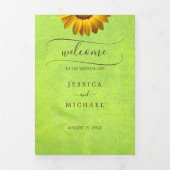 Programme Trois Volets Fleurs jaunes sur Mariage vert Abstrait (Page de couverture)