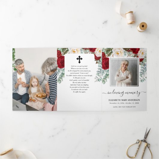 Programme Trois Volets Funérailles du mémorial floral de Rose rouge (Extérieur)