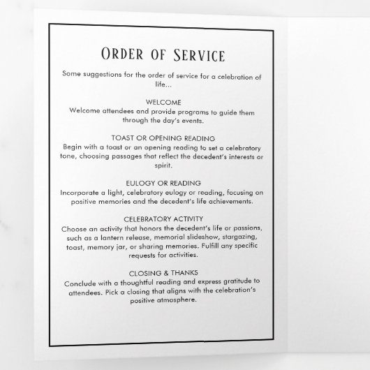 Programme Trois Volets Funérailles/Mémorial moderne à 2 photos (Intérieur en premier)