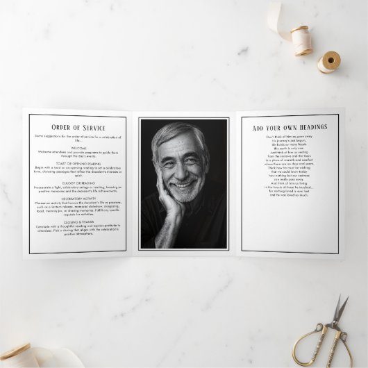 Programme Trois Volets Funérailles/Mémorial moderne à 2 photos (Intérieur)