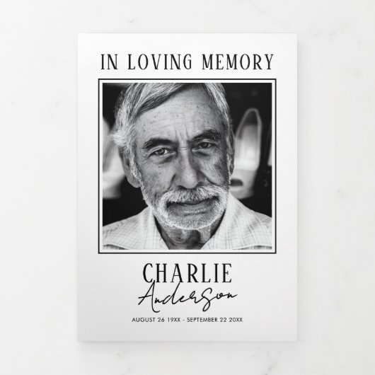 Programme Trois Volets Funérailles/Mémorial moderne à 2 photos (Page de couverture)