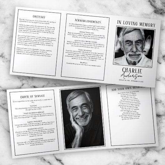 Programme Trois Volets Funérailles/Mémorial moderne à 2 photos