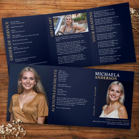 Programme Trois Volets Funérailles modernes / Mémorial / Célébration de l