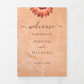 Programme Trois Volets Gerbera Flower sur Mariage de pêche Abstrait (Page de couverture)