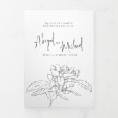 Programme Trois Volets Gris blanc agrumes fleurs dessin photos mariage (Page de couverture)