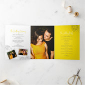 Programme Trois Volets Gris blanc citron jaune fleurs photos mariage (Intérieur)