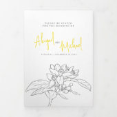 Programme Trois Volets Gris blanc citron jaune fleurs photos mariage (Page de couverture)