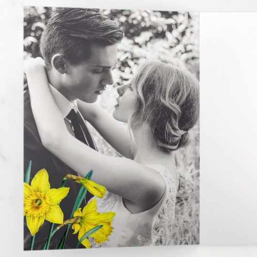 Programme Trois Volets Jaune de printemps mariage blanc (Intérieur en premier)