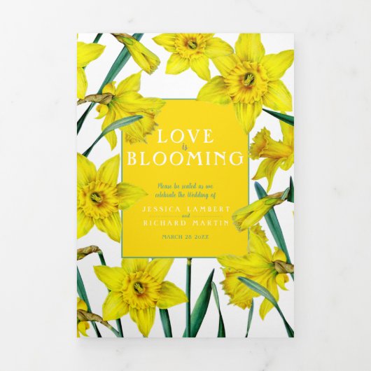 Programme Trois Volets Jaune de printemps mariage blanc (Page de couverture)