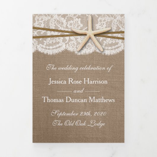 Programme Trois Volets La collection Rustique de Mariages Starfish (Page de couverture)