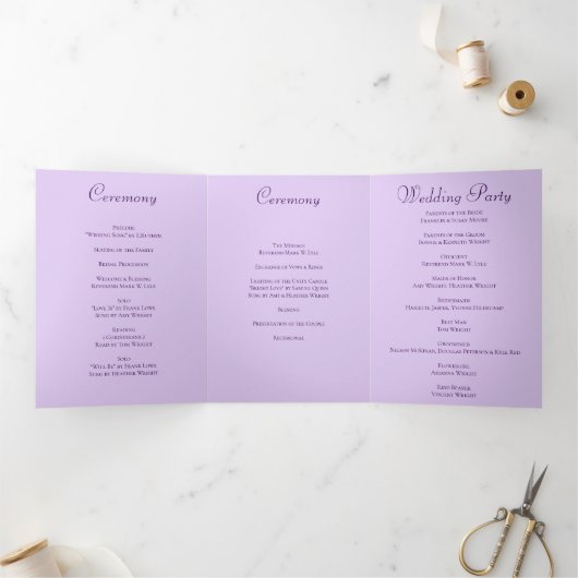 Programme Trois Volets Lavender Purple Rose Wedding Programs (Intérieur)