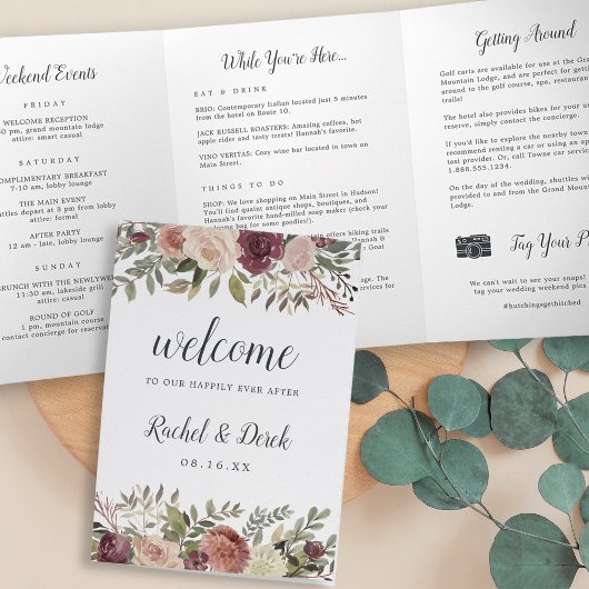 Programme Trois Volets LETTRE D'ACCUEIL DU Mariage DE Fleur Rustique Itin