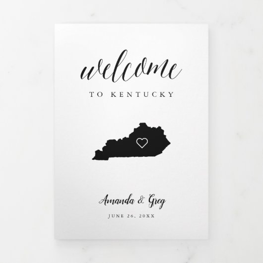Programme Trois Volets Lettre de bienvenue du Mariage du Kentucky et itin (Page de couverture)