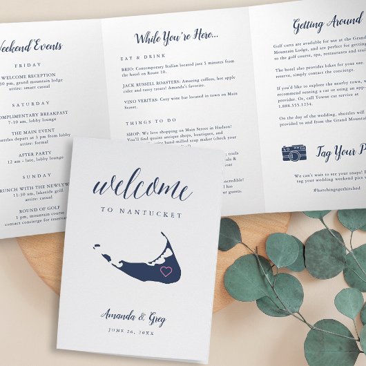 Programme Trois Volets Lettre de bienvenue du Mariage Nantucket & Itinéra