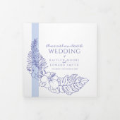 Programme Trois Volets ligne d'art bleu tropical botanique mariage (Protection)