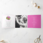 Programme Trois Volets Lys d'eau Lotus fleurs rose aquarelle mariage (Intérieur)