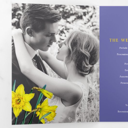 Programme Trois Volets Mariage blanc jonquille jaune printemps (Intérieur en premier)