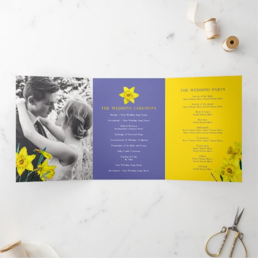Programme Trois Volets Mariage blanc jonquille jaune printemps (Intérieur)