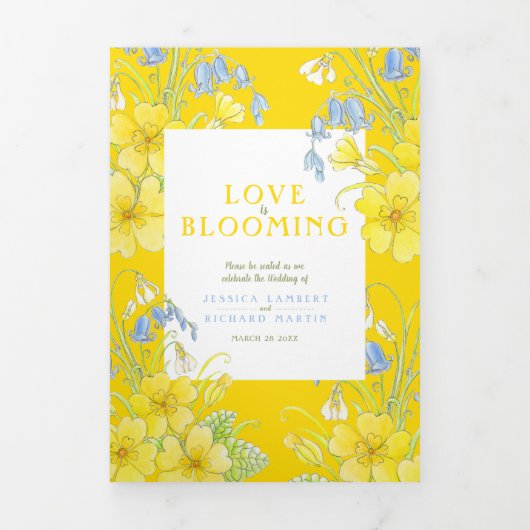 Programme Trois Volets Mariage blanc vert blanc pâle (Page de couverture)