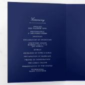 Programme Trois Volets Mariage bleu et blanc chic Navy (Intérieur en premier)
